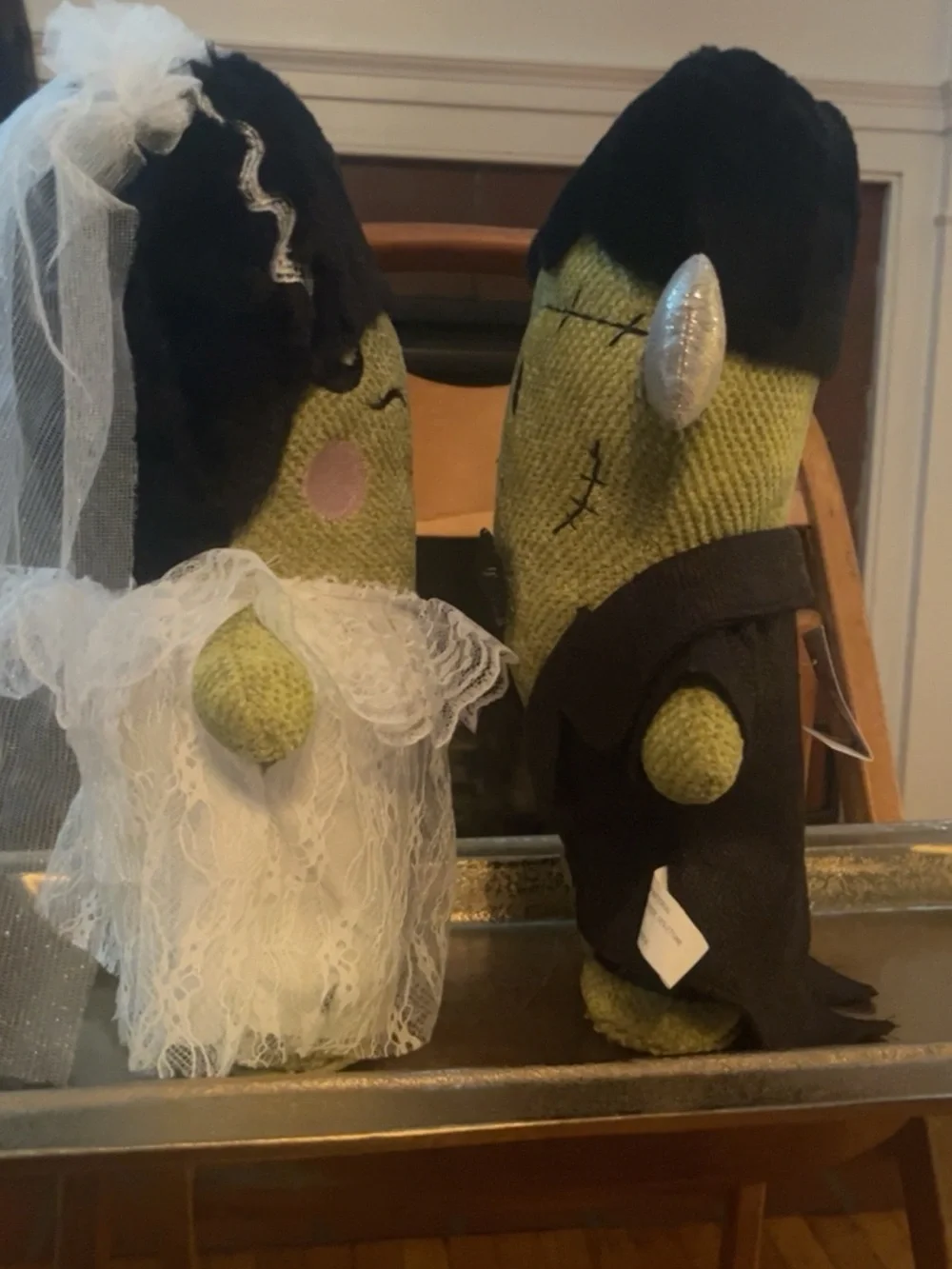 13 in”tallPlush Frankenstein and Bride Halloween Costume Dolls